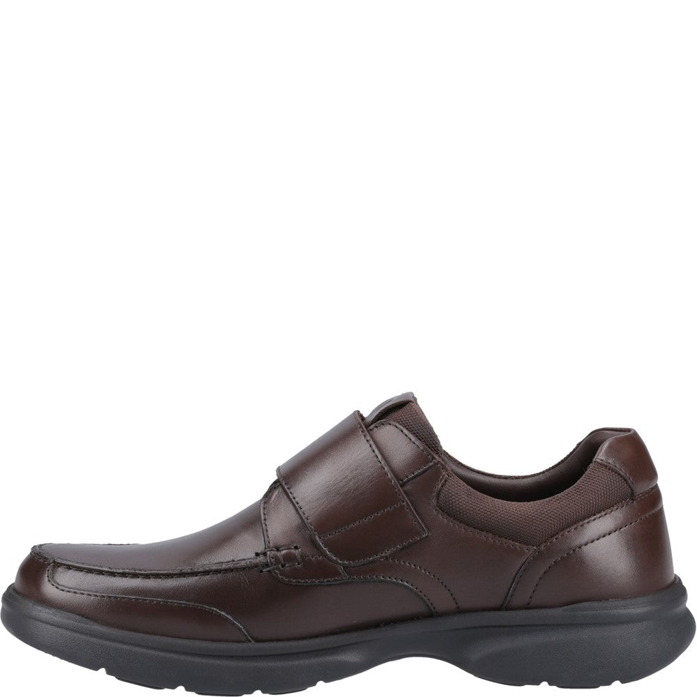 Mens Classic Slip On Shoes Brown Hush Puppies Hector Touch Fastening