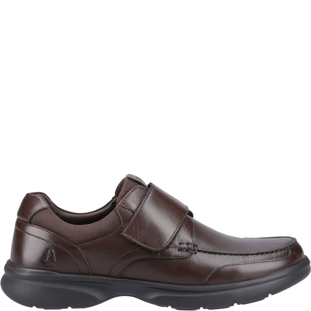 Mens Classic Slip On Shoes Brown Hush Puppies Hector Touch Fastening