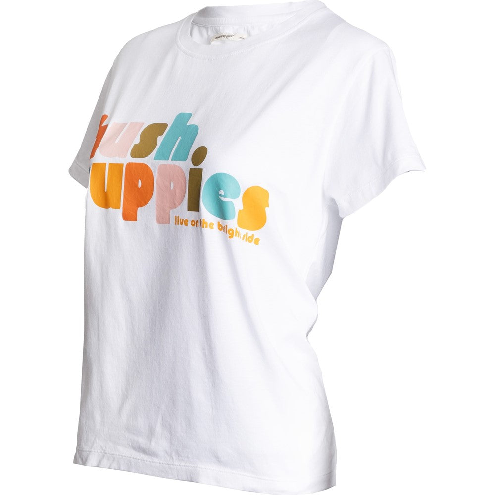 Tee Shirts White Hush Puppies Retro Rainbow Tee