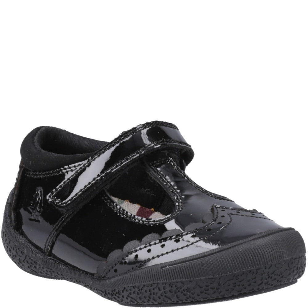 Girls BTS Black Hush Puppies Rae T-Bar Patent Infant