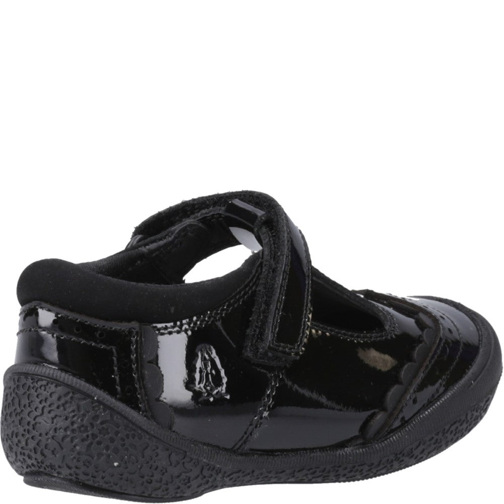 Girls BTS Black Hush Puppies Rae T-Bar Patent Infant