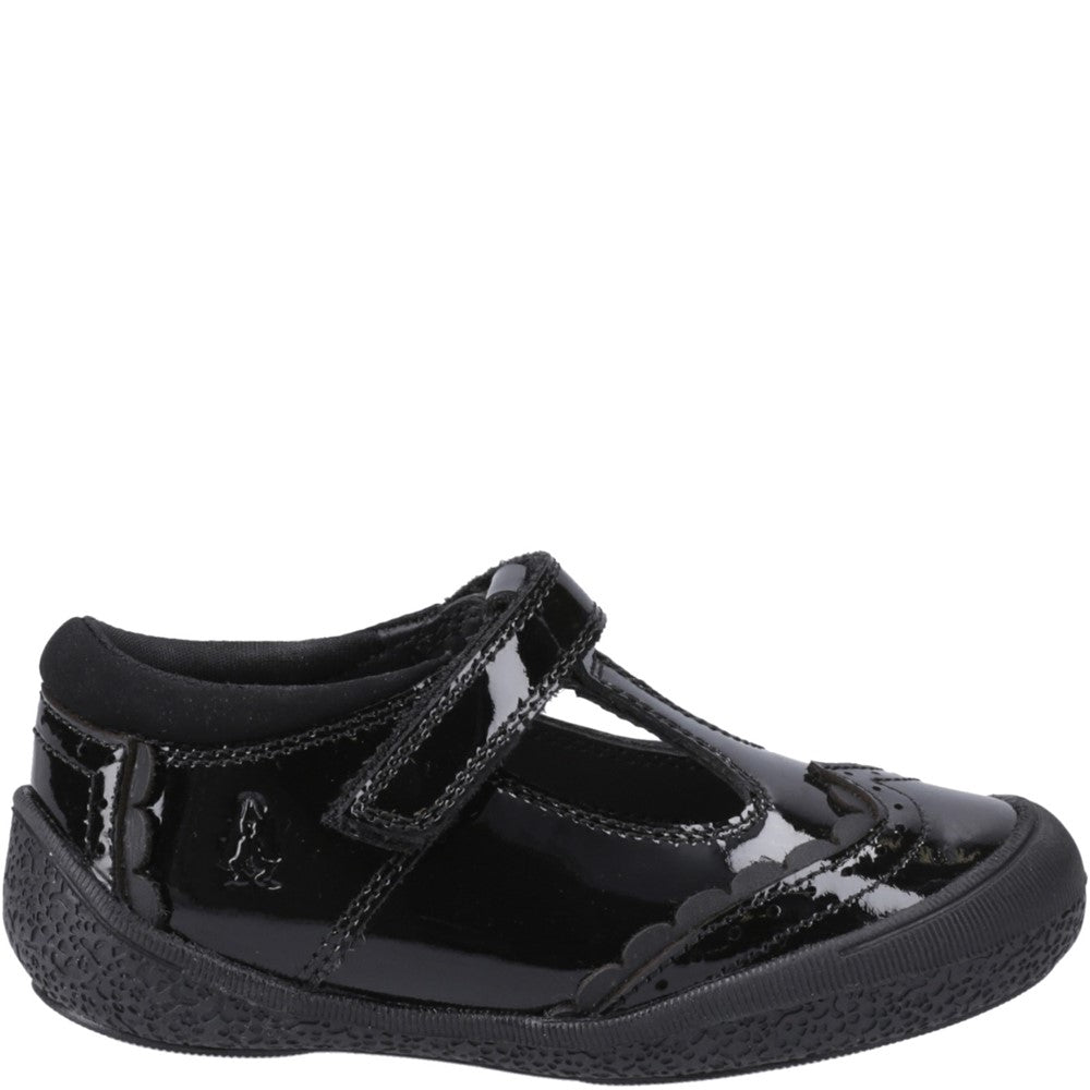 Girls BTS Black Hush Puppies Rae T-Bar Patent Infant