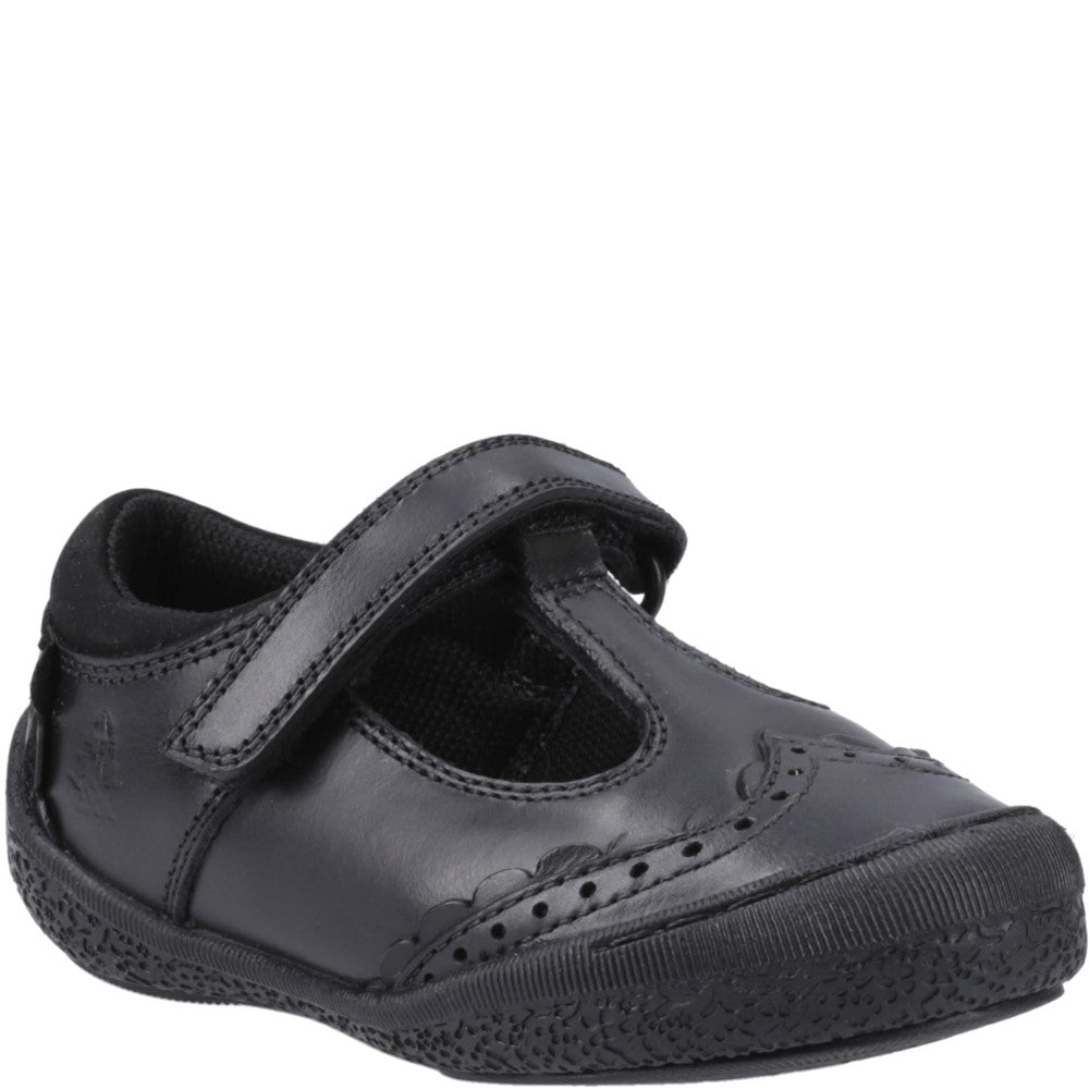 Girls BTS FLFR Black Hush Puppies Raet T-Bar Shoe