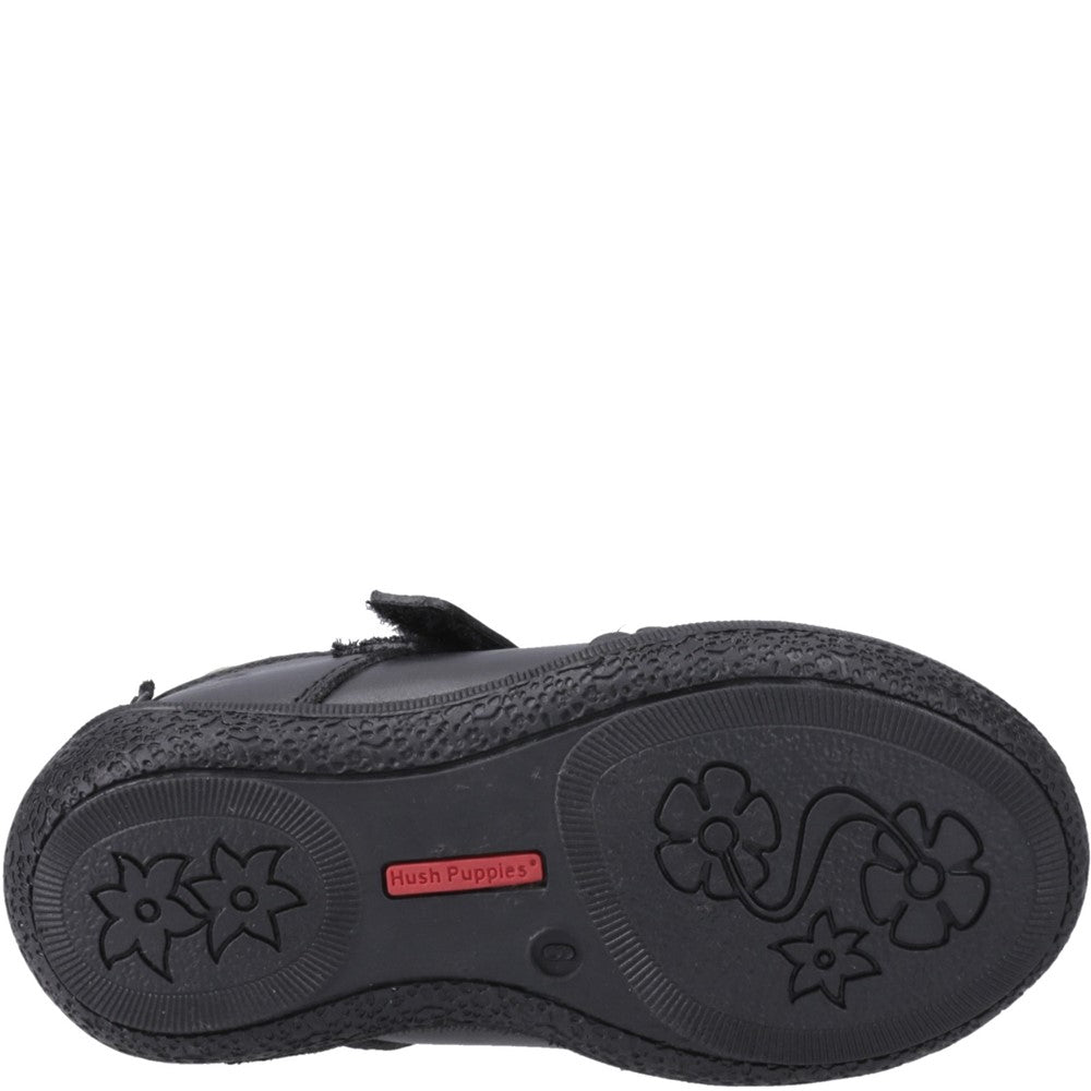 Girls BTS FLFR Black Hush Puppies Raet T-Bar Shoe