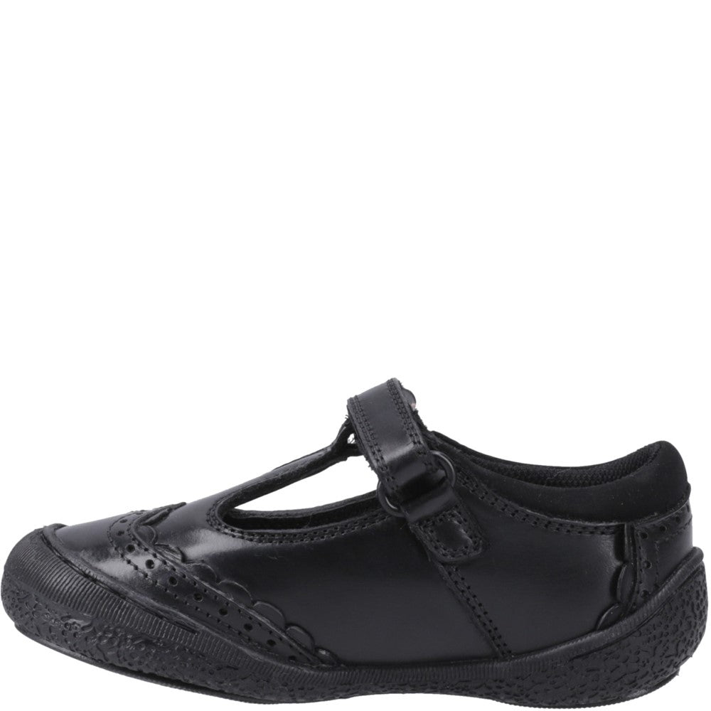 Girls BTS FLFR Black Hush Puppies Raet T-Bar Shoe
