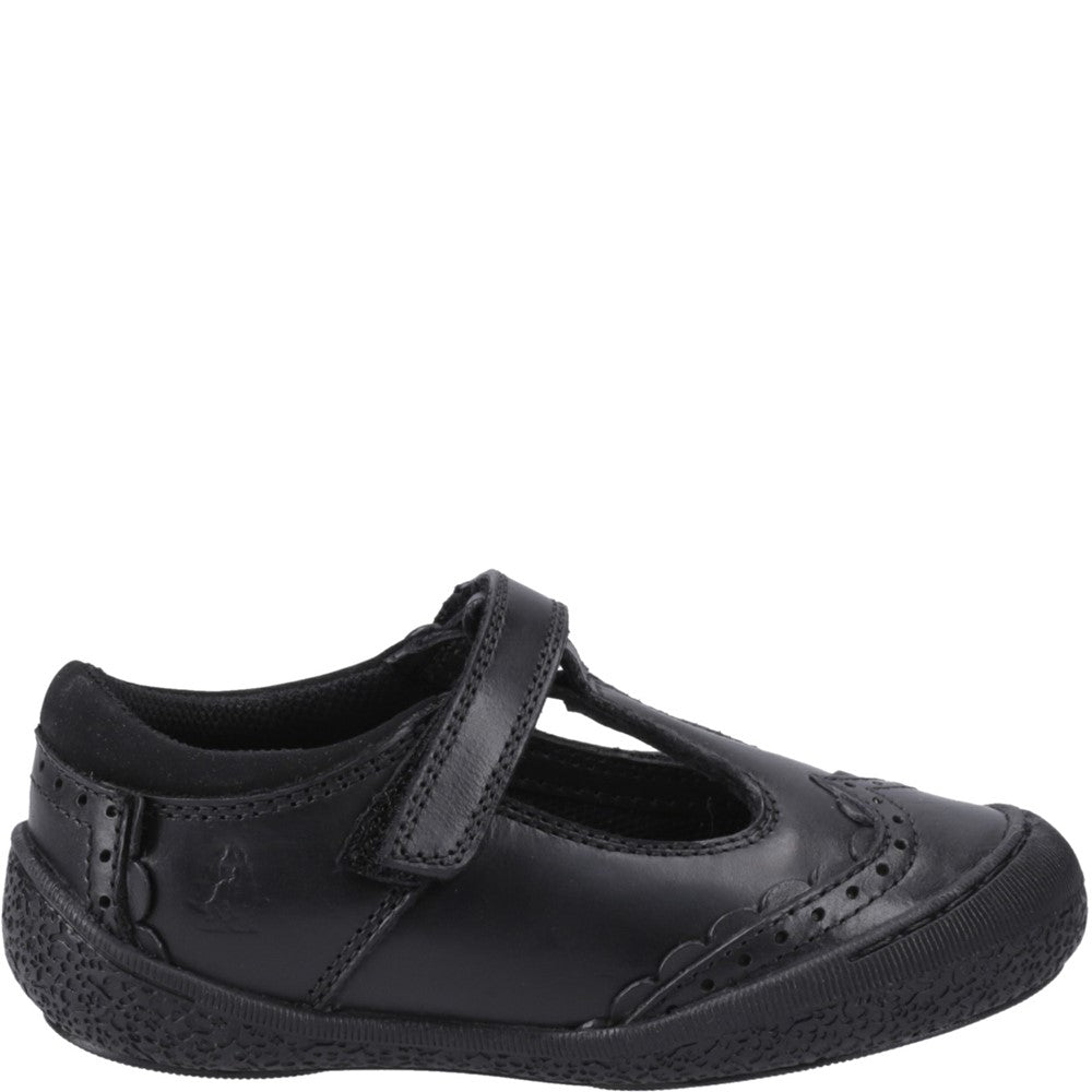Girls BTS FLFR Black Hush Puppies Raet T-Bar Shoe