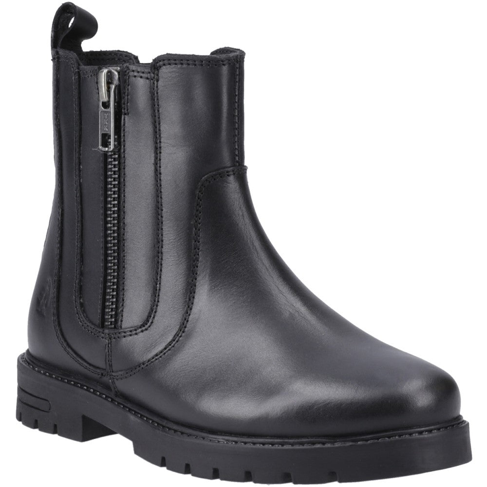 Girls BTS FLFR Black Hush Puppies Liana Zip Boot Jnr