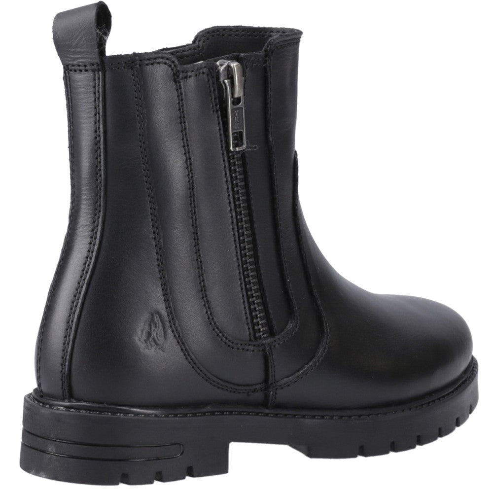 Girls BTS FLFR Black Hush Puppies Liana Zip Boot Jnr