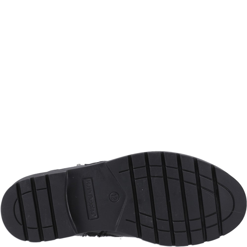 Girls BTS FLFR Black Hush Puppies Liana Zip Boot Jnr