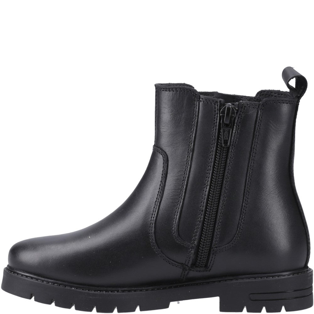 Girls BTS FLFR Black Hush Puppies Liana Zip Boot Jnr