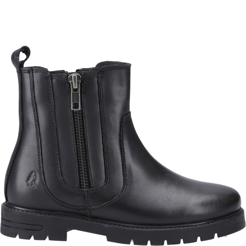 Girls BTS FLFR Black Hush Puppies Liana Zip Boot Jnr