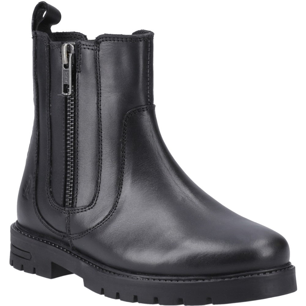 Girls BTS FLFR Black Hush Puppies Liana Zip Boot Snr