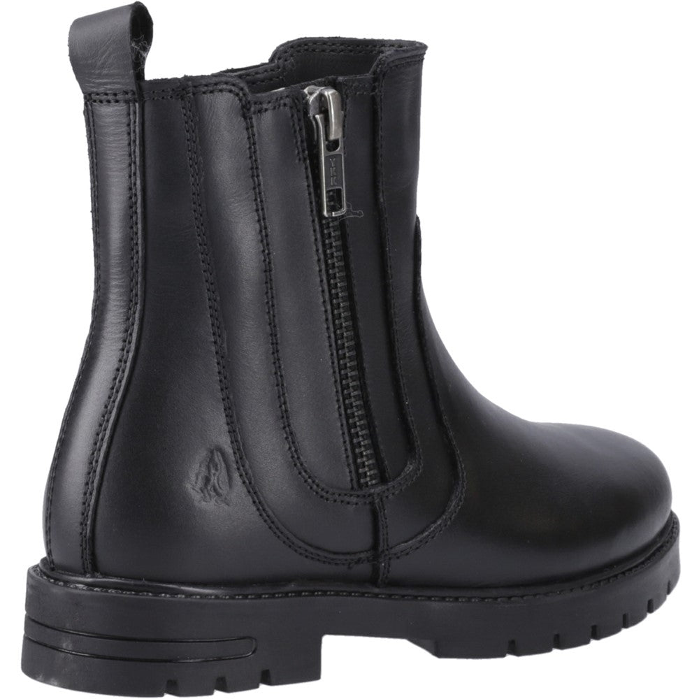 Girls BTS FLFR Black Hush Puppies Liana Zip Boot Snr