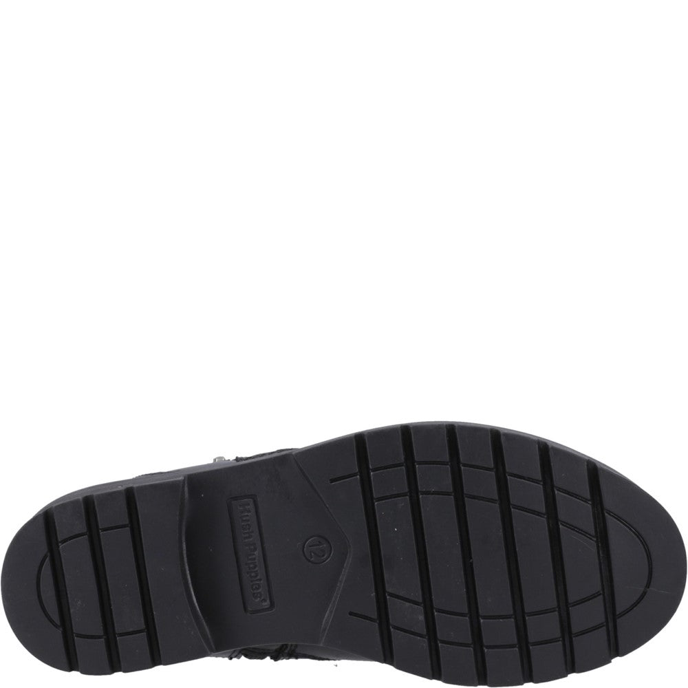 Girls BTS FLFR Black Hush Puppies Liana Zip Boot Snr