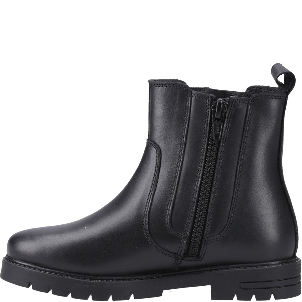 Girls BTS FLFR Black Hush Puppies Liana Zip Boot Snr