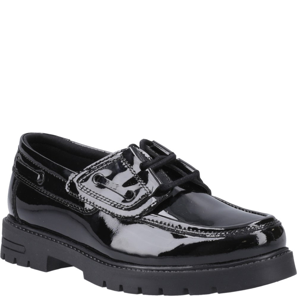Girls BTS FLFR Black Hush Puppies Lucy Patent Jnr