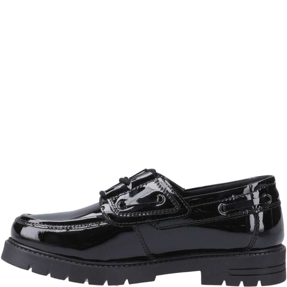 Girls BTS FLFR Black Hush Puppies Lucy Patent Jnr