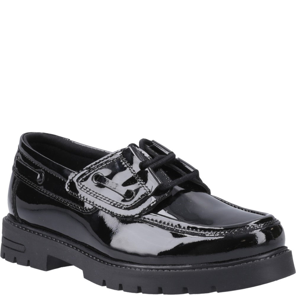 Girls BTS FLFR Patent Black Hush Puppies Lucy Patent Snr