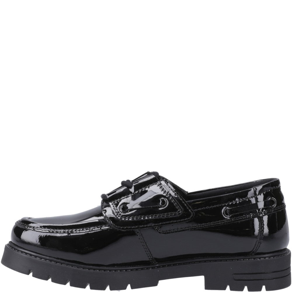 Girls BTS FLFR Patent Black Hush Puppies Lucy Patent Snr