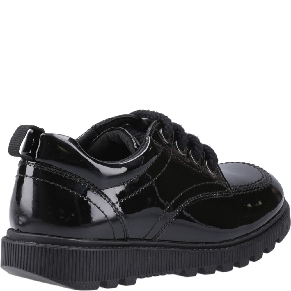 Girls BTS FLFR Black Hush Puppies Keeley Lace Up Patent Jnr