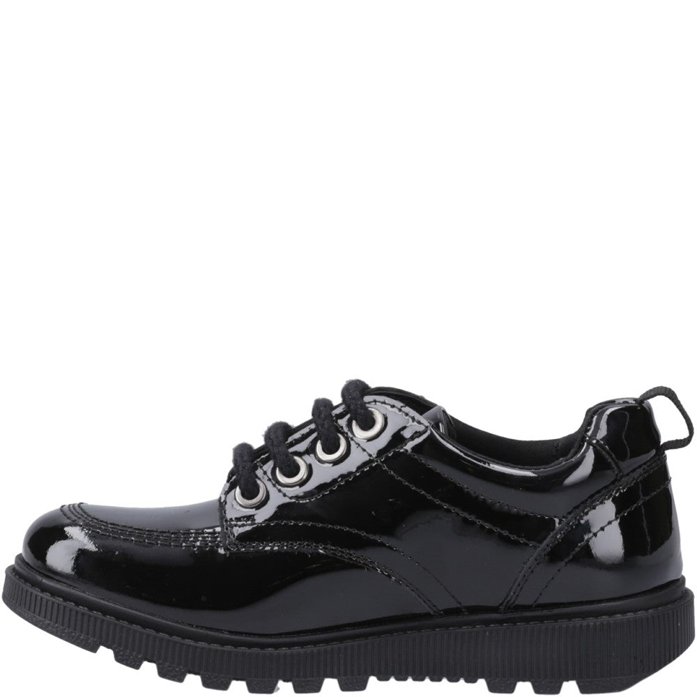 Girls BTS FLFR Black Hush Puppies Keeley Lace Up Patent Jnr