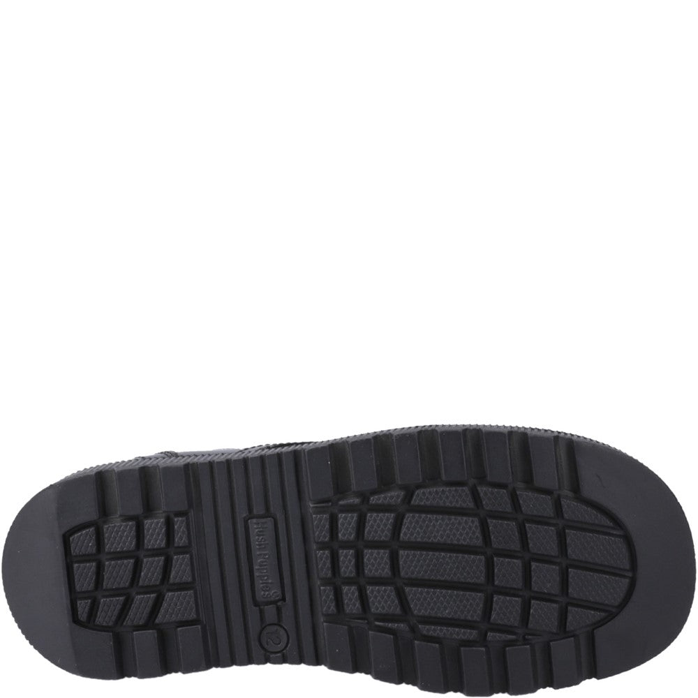 Girls BTS FLFR Patent Black Hush Puppies Keeley Lace Up Patent Snr