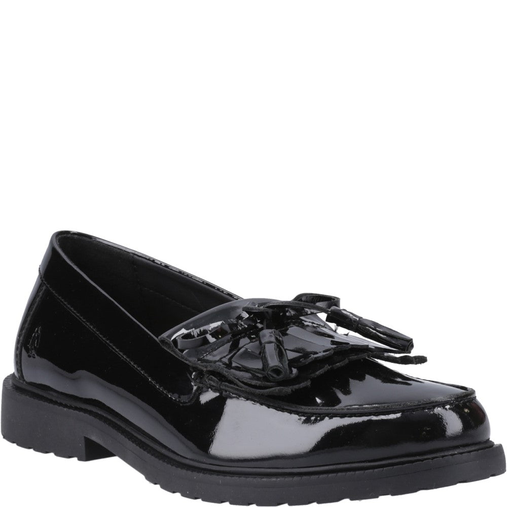 Slip On Ladies Shoes Black Hush Puppies Verity Kiltie Loafer Patent