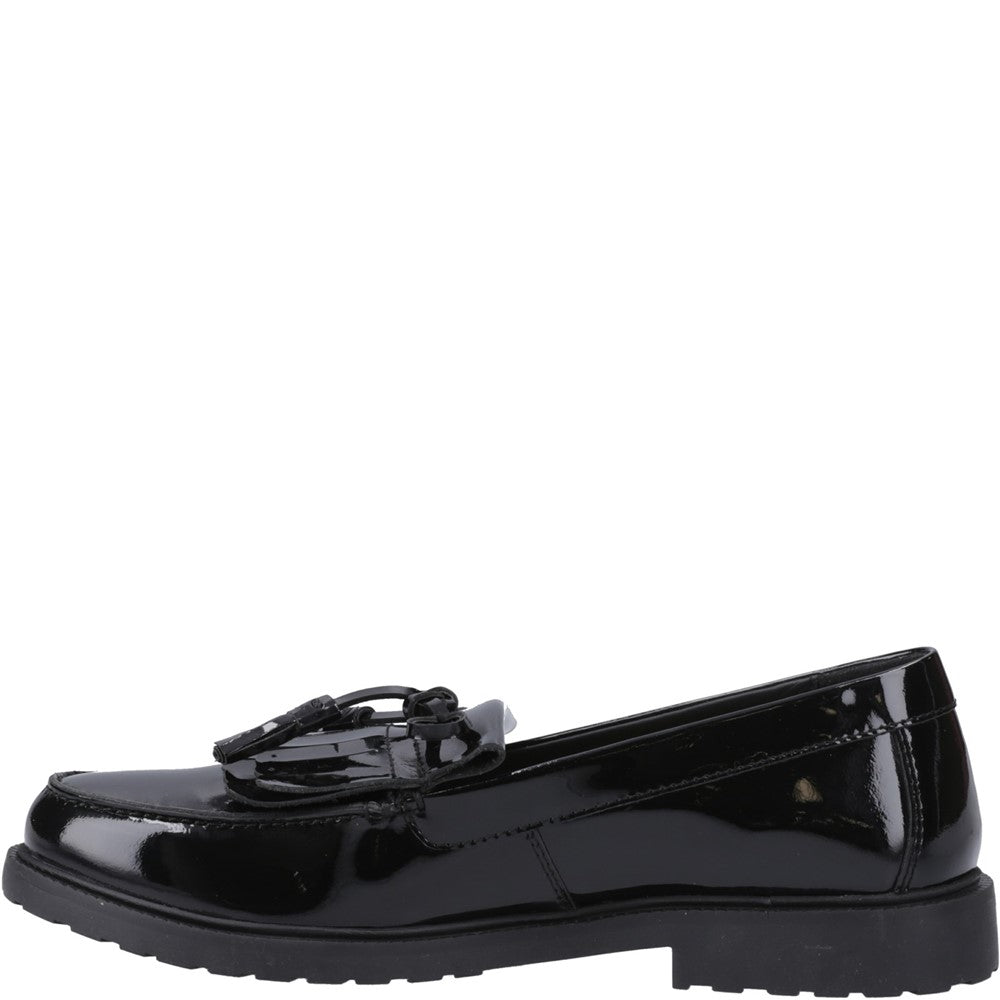 Slip On Ladies Shoes Black Hush Puppies Verity Kiltie Loafer Patent