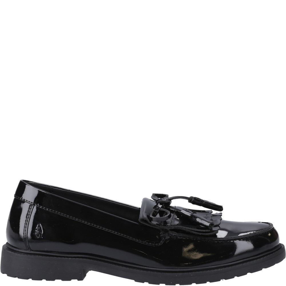 Slip On Ladies Shoes Black Hush Puppies Verity Kiltie Loafer Patent