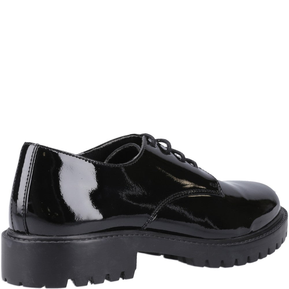 Girls BTS Black Hush Puppies Aubrey Lace Up Patent Jnr