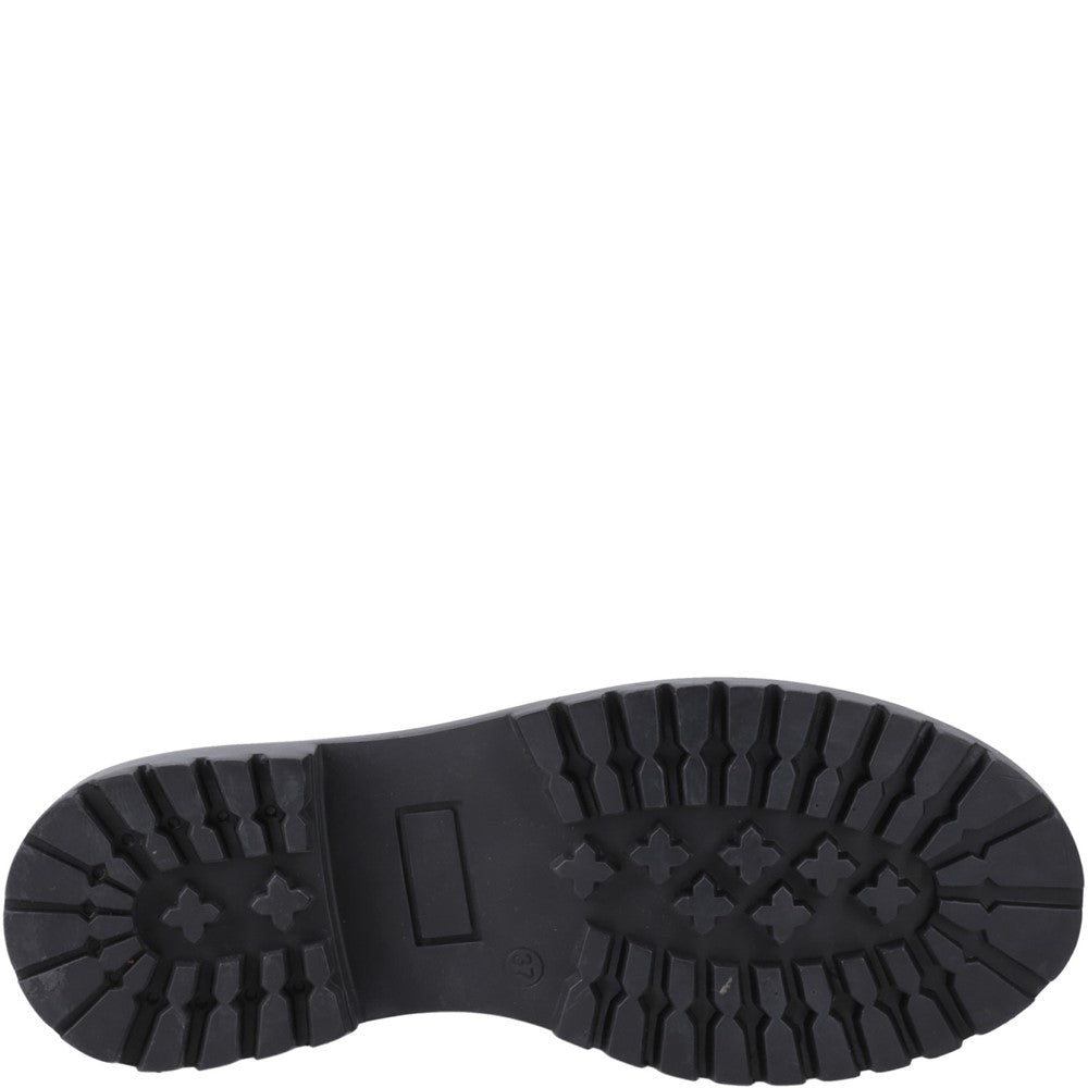 Girls BTS Black Hush Puppies Aubrey Lace Up Patent Snr