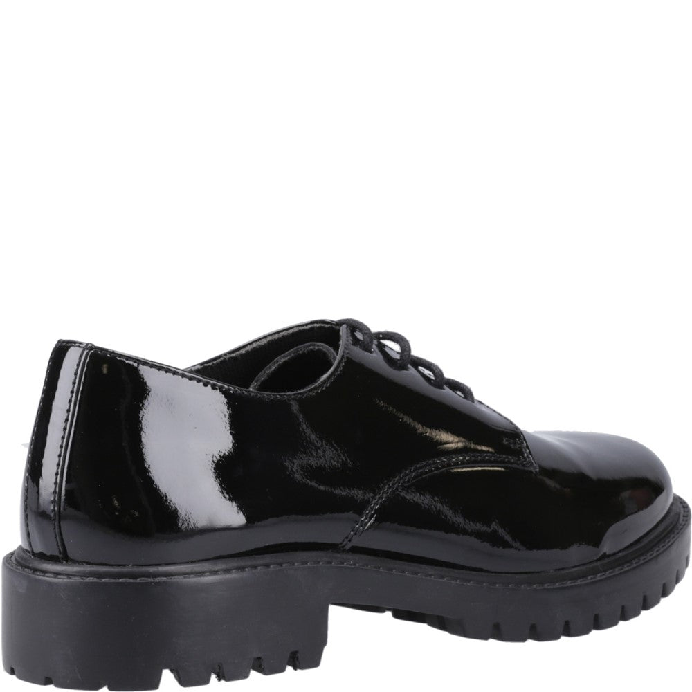 Girls BTS Patent Black XL Hush Puppies Aubrey Lace Up Patent Snr