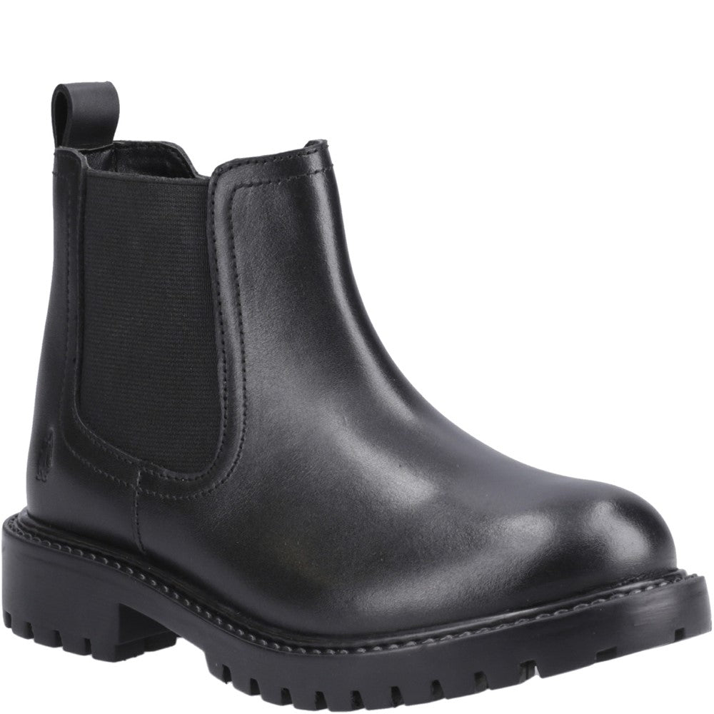 Girls BTS Black Hush Puppies Ariella Chelsea Boot Snr