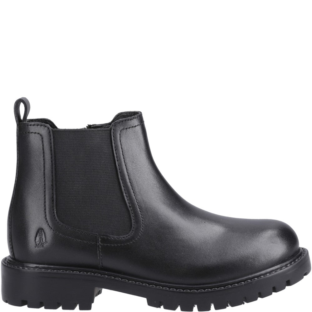 Girls BTS Black Hush Puppies Ariella Chelsea Boot Snr