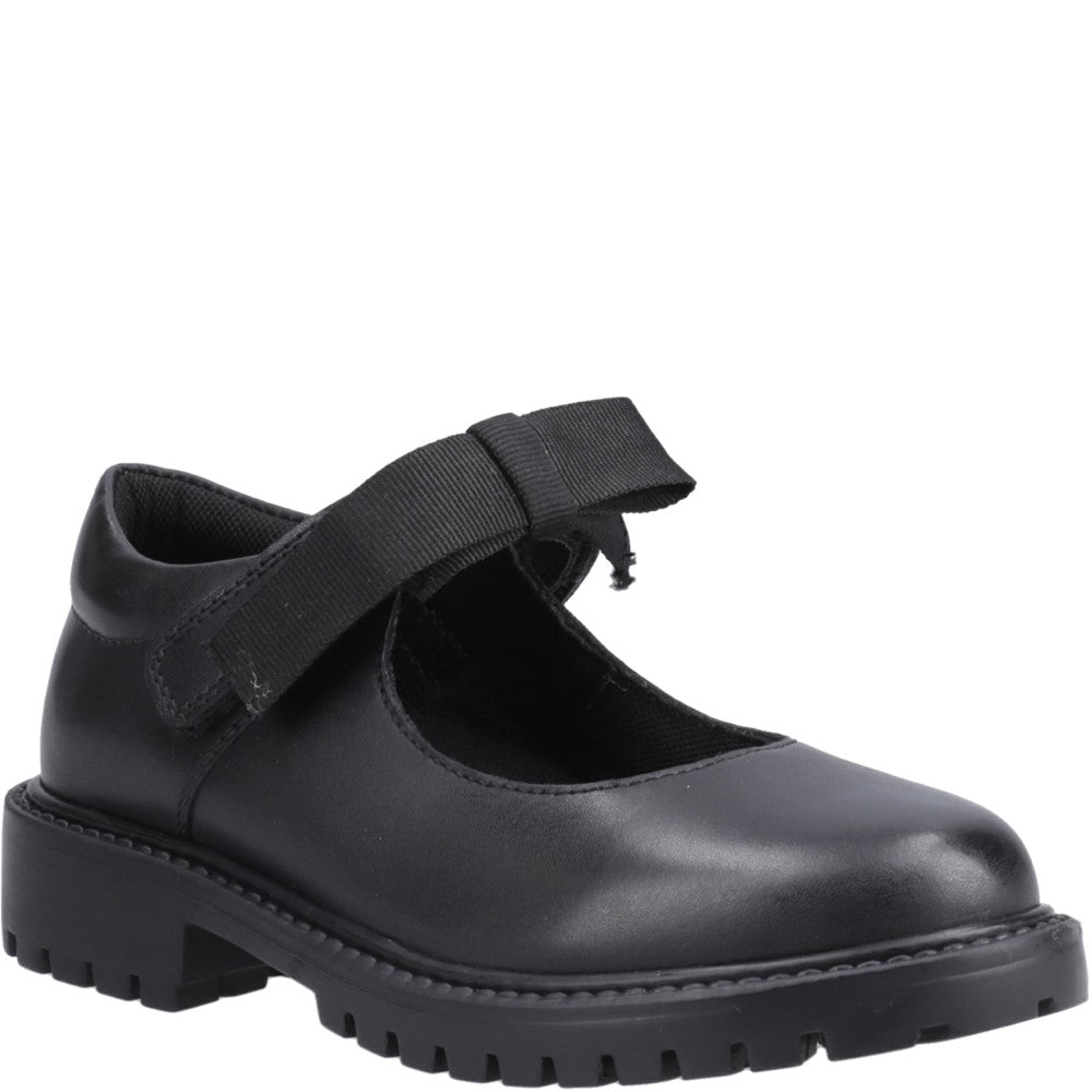 Girls BTS Black Hush Puppies Astrid Bow Jnr