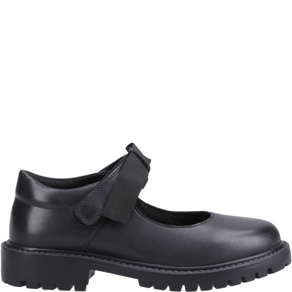 Girls BTS Black Hush Puppies Astrid Bow Jnr