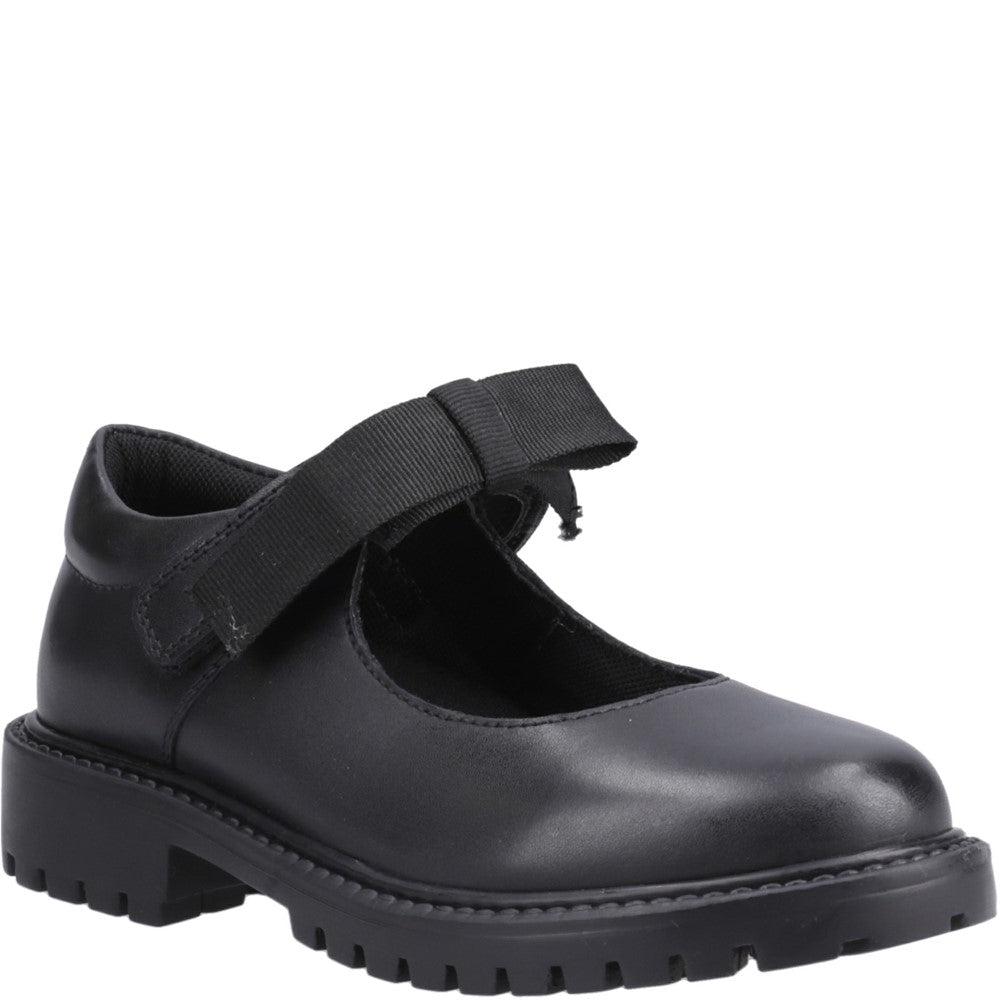 Girls BTS Black Hush Puppies Astrid Bow Snr