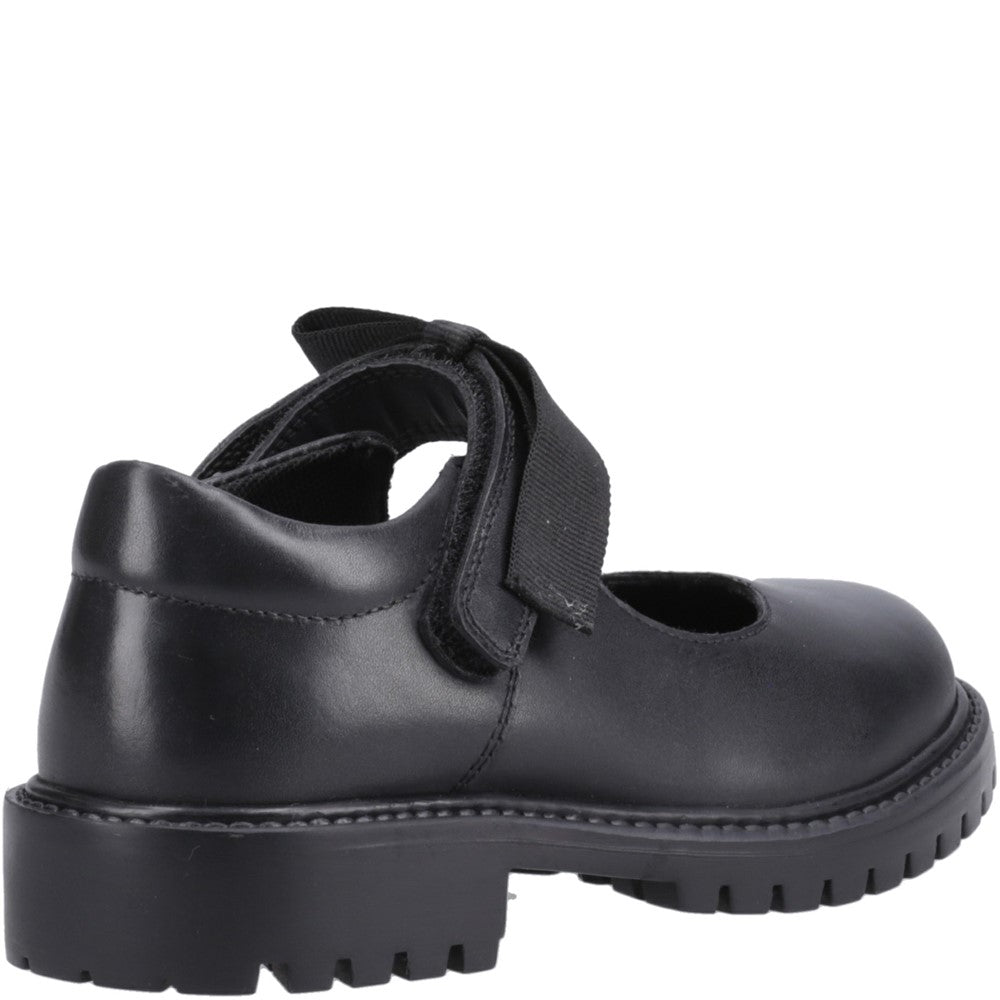 Girls BTS Black Hush Puppies Astrid Bow Snr