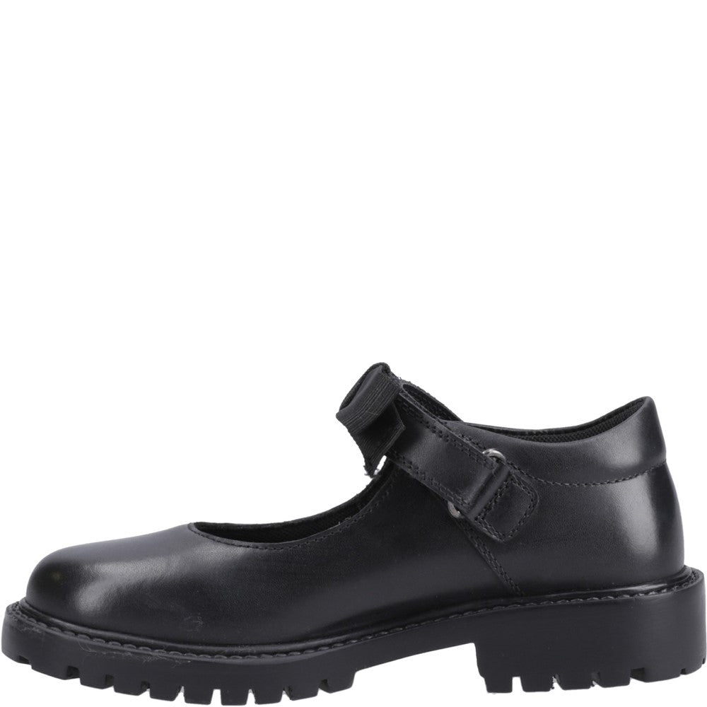 Girls BTS Black Hush Puppies Astrid Bow Snr