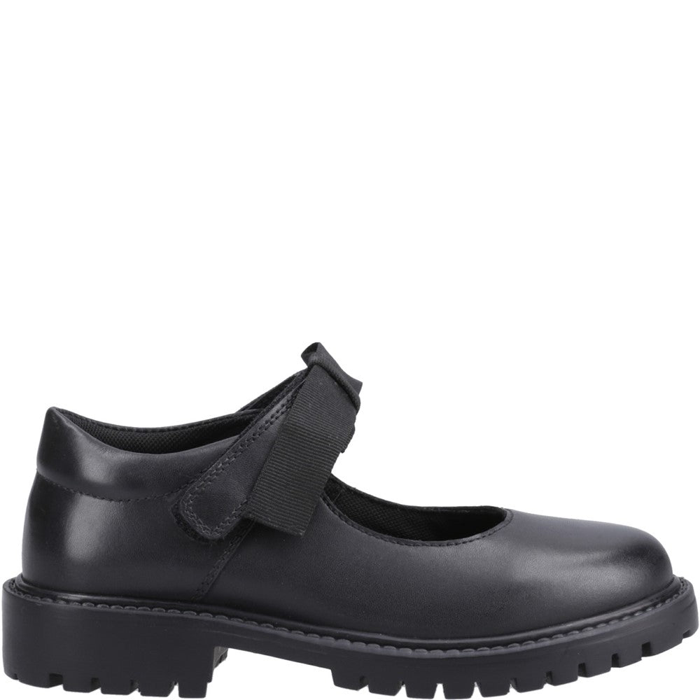 Girls BTS Black Hush Puppies Astrid Bow Snr