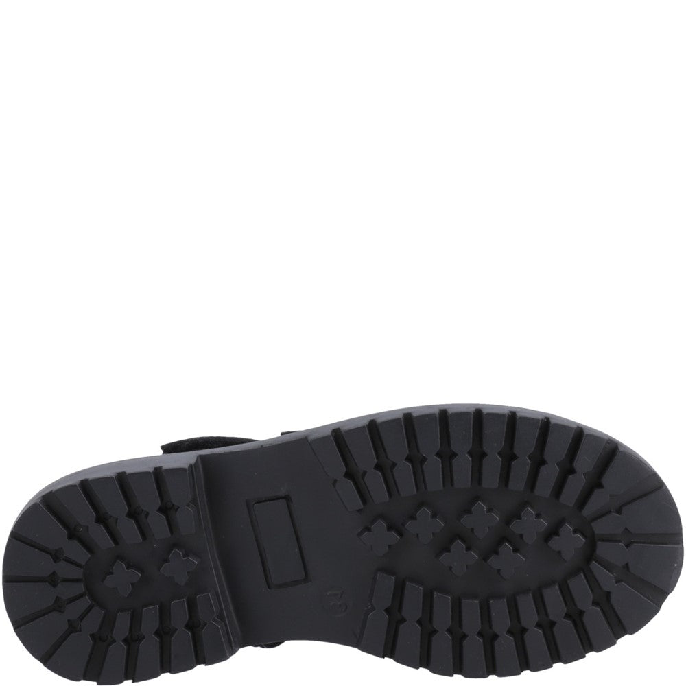 Girls BTS Patent Black Hush Puppies Astrid Bow Patent Jnr