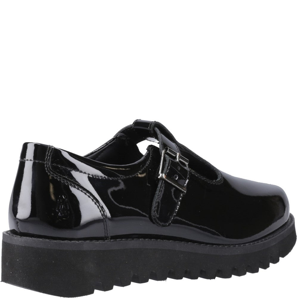 Girls BTS Patent Black Hush Puppies Florrie T-Bar Patent Snr