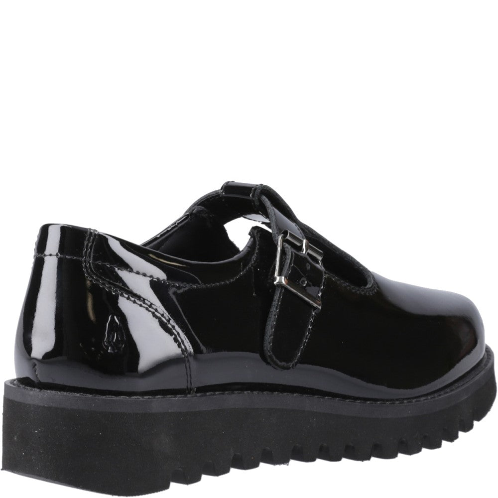 Girls BTS Patent Black XL Hush Puppies Florrie T-Bar Patent Snr