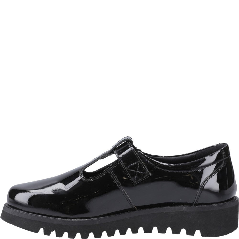 Girls BTS Patent Black XL Hush Puppies Florrie T-Bar Patent Snr