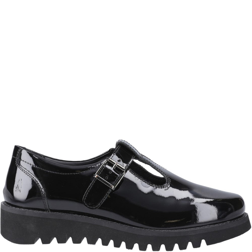Girls BTS Patent Black Hush Puppies Florrie T-Bar Patent Snr