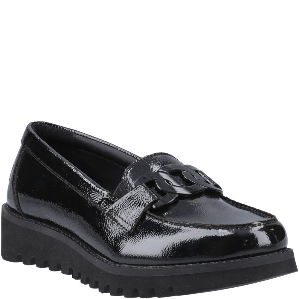Girls BTS Black Hush Puppies Francis Loafer Patent