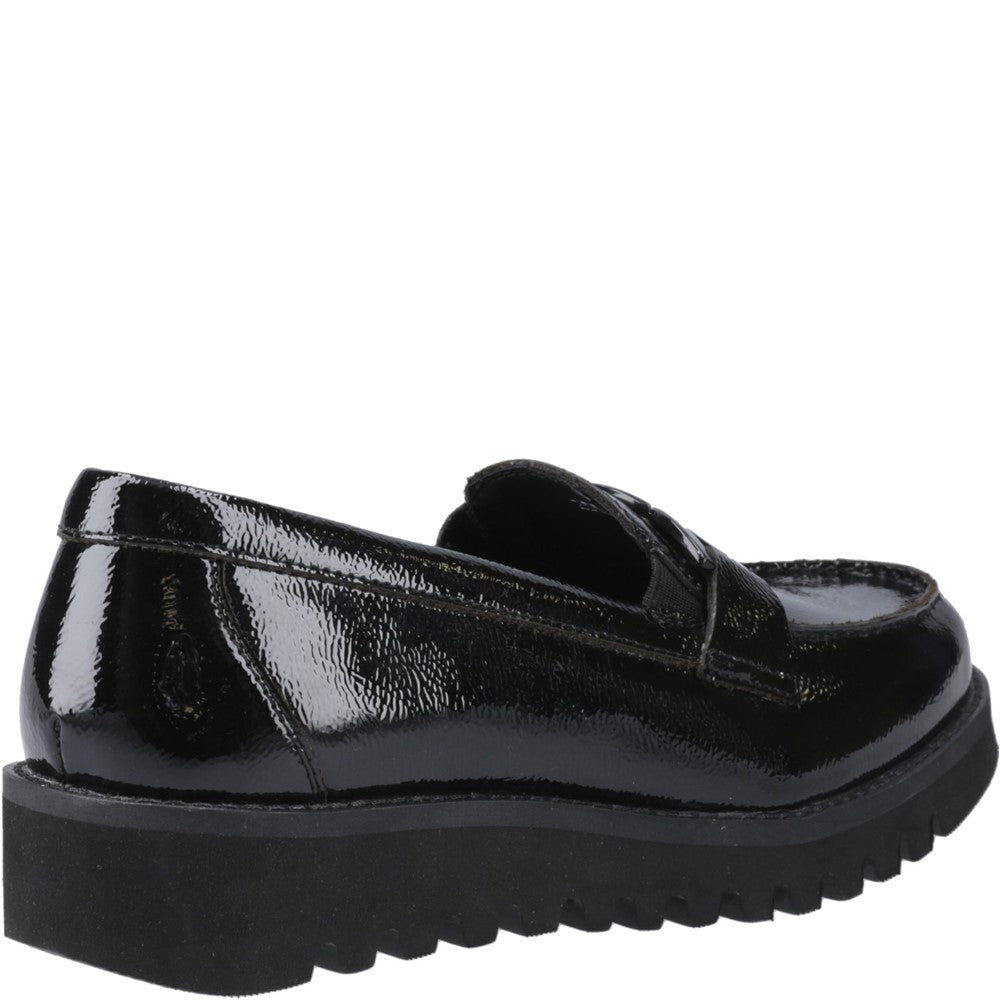 Girls BTS Black Hush Puppies Francis Loafer Patent