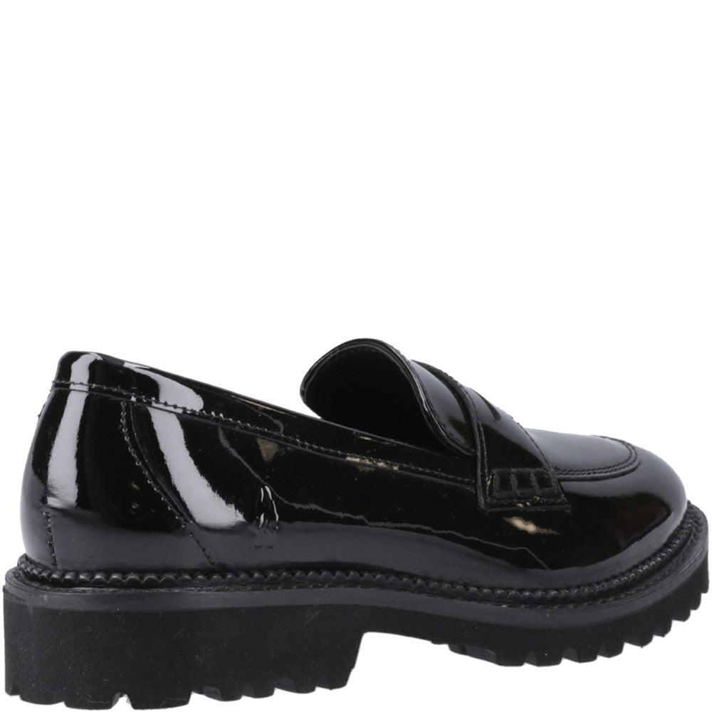 Girls BTS Patent Black Hush Puppies Grazia Loafer Patent Snr