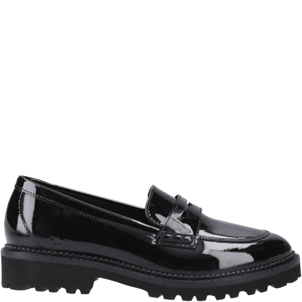 Girls BTS Patent Black Hush Puppies Grazia Loafer Patent Snr