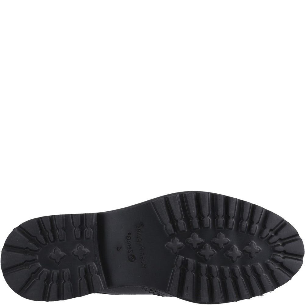 Girls BTS Black Hush Puppies Gabi Lace Up Snr